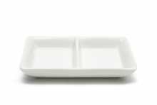 White china double dipping dish.  12cm x 5cm.