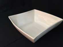 East Meets West Square Salad Bowl. White China. 24cm 