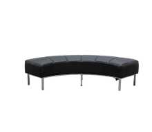 Curved black ottoman, chrome legs, 1800mm x 450mm x 450mm, PU material