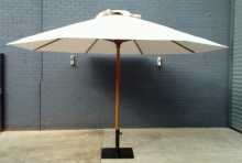 390cm Round Market Umbrella Timber post and arms with Heavy Base Stand 30 kg weights
