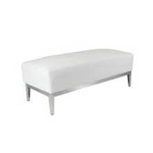 White ottoman bench seat chrome legs, 1200mm x 460mm 460mm, PU material