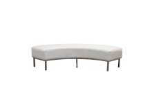 Curved white ottoman, chrome legs 1800mm x 450mm x 450mm, PU material