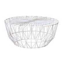 Wire coffee table- White 900mm Glass top