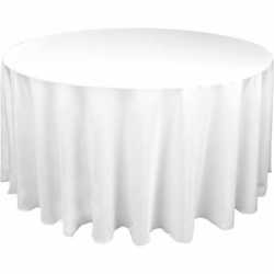 WHITE POLY ROUND TABLECLOTH