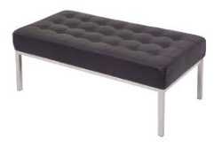 Black ottoman bench seat, 1200mm x 460mm Chrome legs, PU material