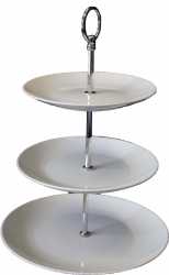 3 Tier Cake stand Fine White China Top - 18cm Middle - 20cm Bottom - 25.5cm