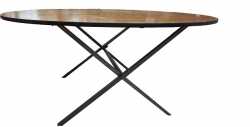 Round Timber Top Table W-150cm H-75cm Seats 8
