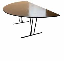 Semi Circle Round Timber Table L-242cm W-120cm H-75cm Seats 6