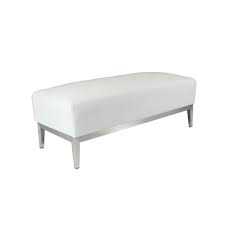 White ottoman bench seat chrome legs, 1200mm x 460mm 460mm, PU material