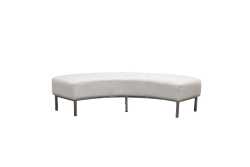 Curved white ottoman, chrome legs 1800mm x 450mm x 450mm, PU material