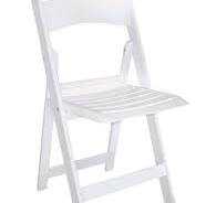 Wimbledon folding chair, poly slatted seat, white, 450mm wide